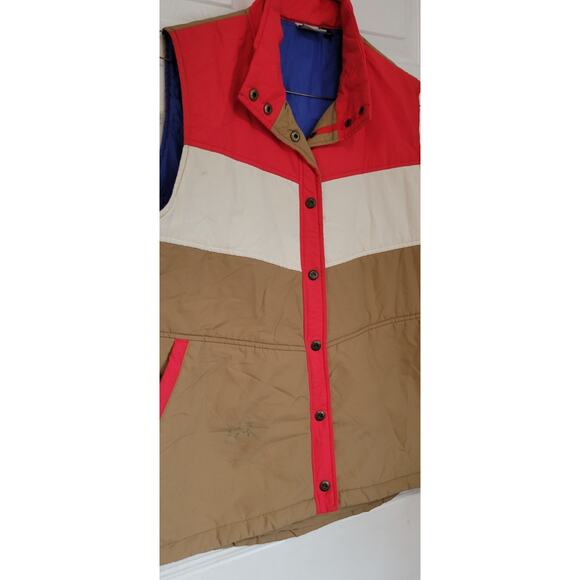 Kavu Insulated Puffer Vest Men’s Sz XL Red Cream Tan Blue - Picture 5 of 8